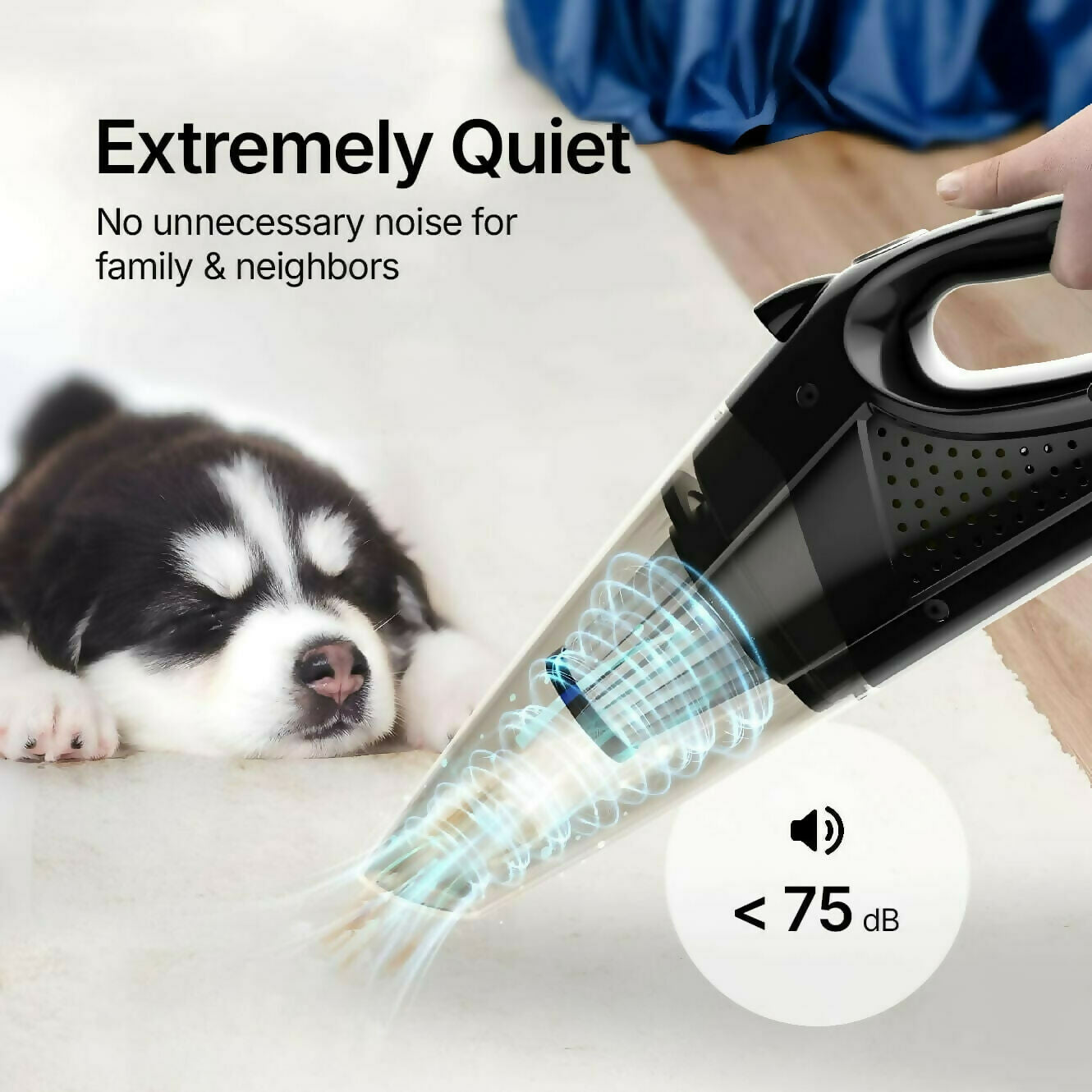 Powerful Cordless Handheld Vacuum / With LED Light and Fast-Charging Function / Portable Vacuum for Wet & Dry / Lightweight and Quiet